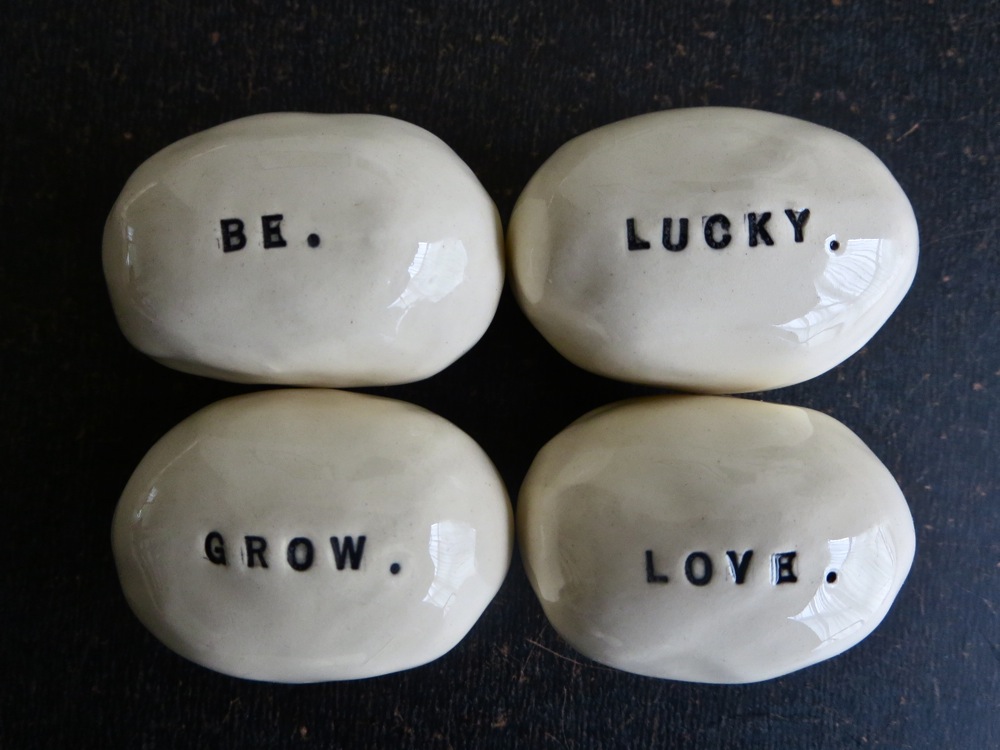 Rae Dunn by Magenta Typeset Give Pottery Pebble Stone Paperweight Ornament Rock 